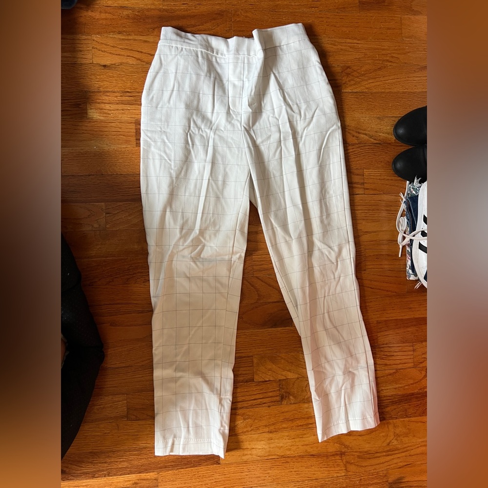 Rachel Zoe White Grid Women’s Straight Leg Pants Size 4